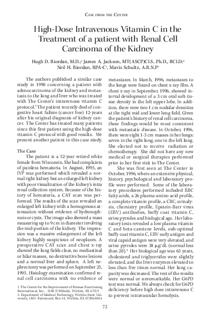 (PDF) High-Dose Intravenous Vitamin C in the Treatment of a patient ...
