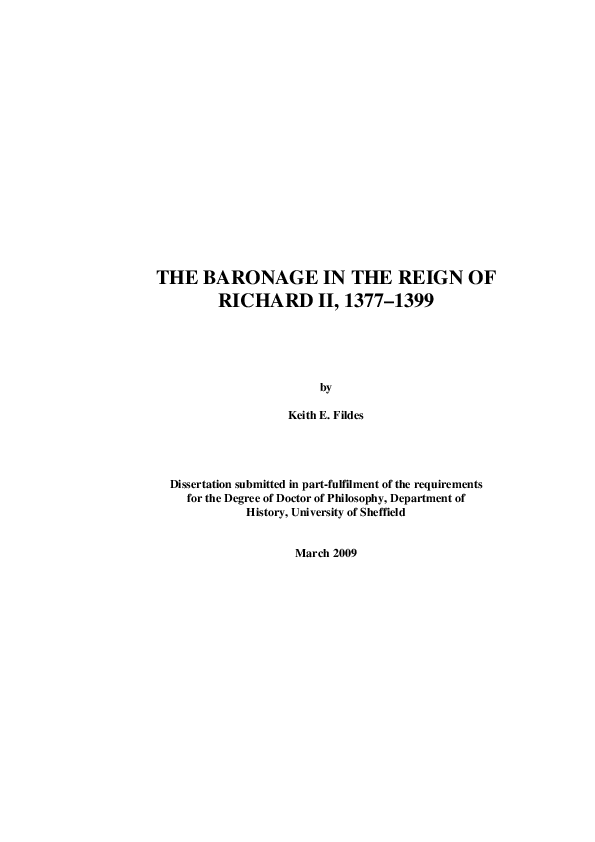 The Baronage in the Reign of Richard II, 1377-1399