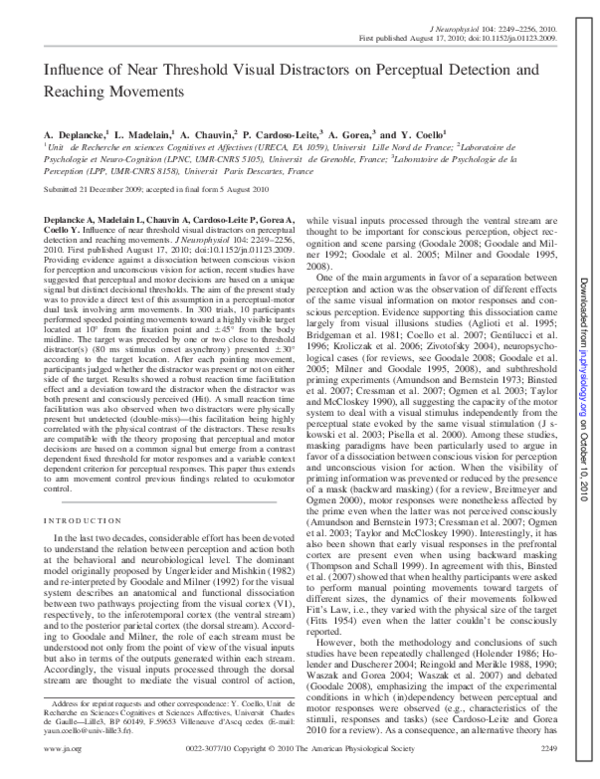 (PDF) Influence of near threshold visual distractors on perceptual ...