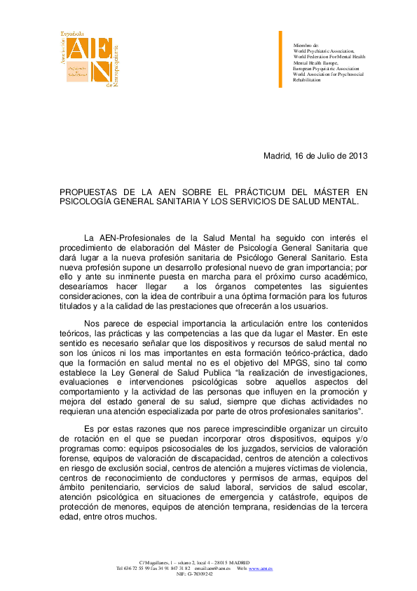 (PDF) Miembro de World Psychiatric Association, World Federation For