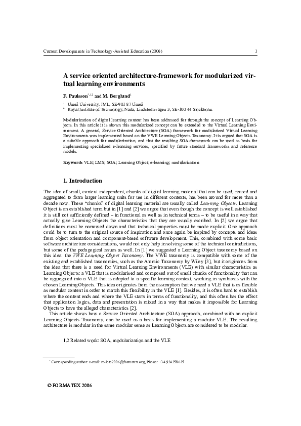 (PDF) A service oriented architecture-framework for modularized vir ...