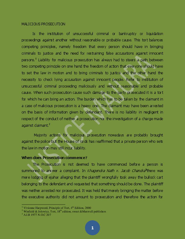 Suing for malicious prosecution image