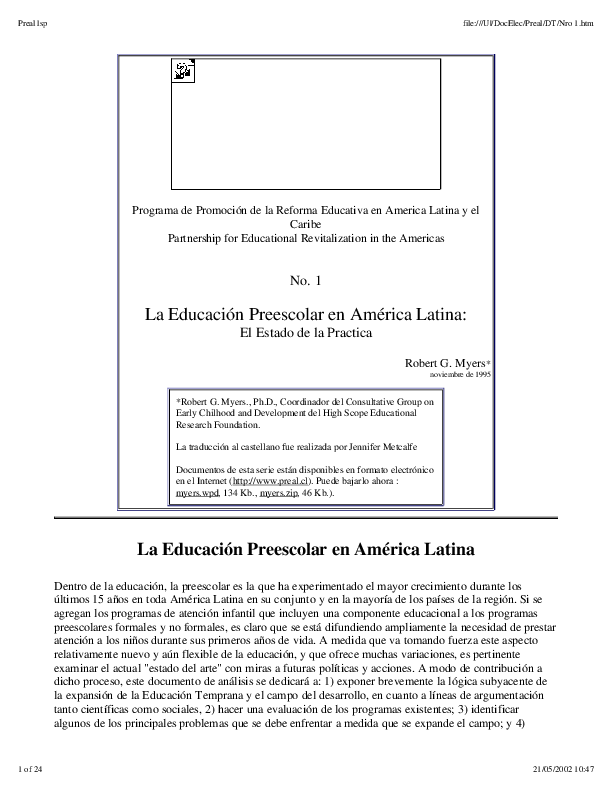 (PDF) Programa de Promoción de la Reforma Educativa en America Latina y ...