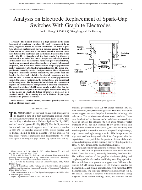 (PDF) Analysis on Electrode Replacement of SparkGap Switches With