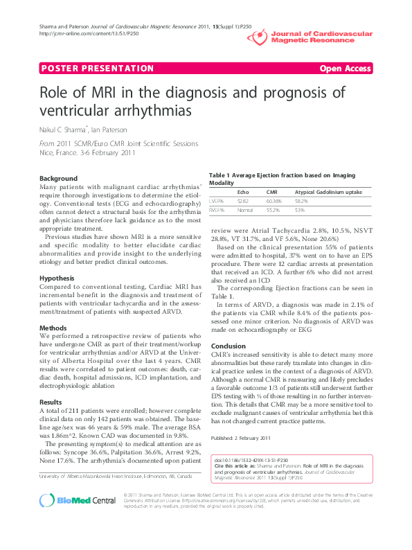 (PDF) Role of MRI in the diagnosis and prognosis of ventricular arrhythmias