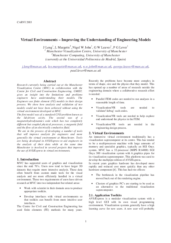 (PDF) Virtual Environments - Improving the Understanding of Engineering ...