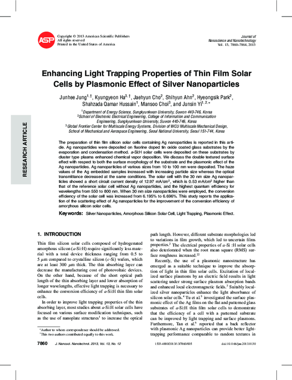 (PDF) Enhancing Light Trapping Properties of Thin Film Solar Cells by ...