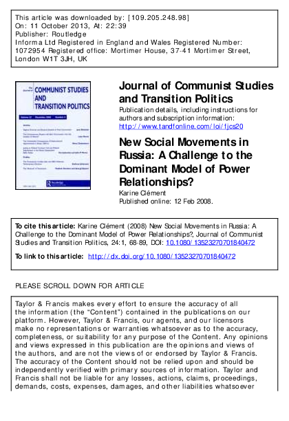 (PDF) Journal of Communist Studies and Transition Politics New Social ...
