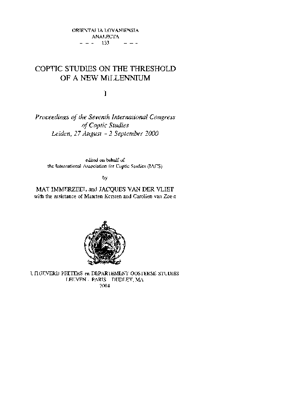 (PDF) “Titles in the Coptic Manuscript Tradition: Complex Structure ...