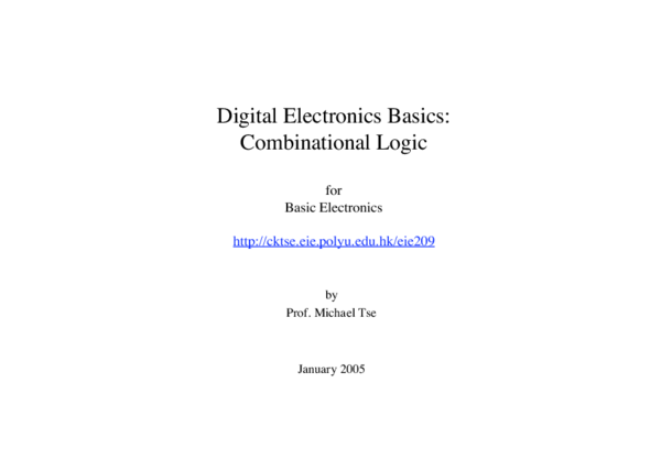 (PDF) Digital Electronics Basics: Combinational Logic for Basic Electronics