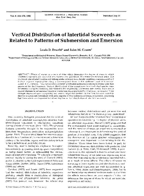 (PDF) Vertical Distribution of Intertidal Seaweeds as Related to ...