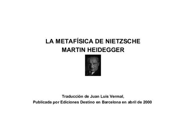 (PDF) LA METAFÍSICA DE NIETZSCHE MARTIN HEIDEGGER