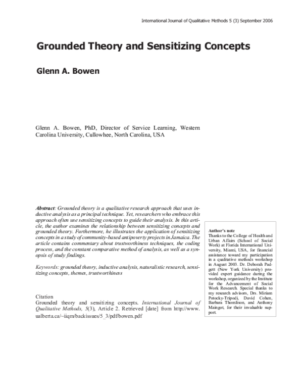 (PDF) Grounded Theory and Sensitizing Concepts