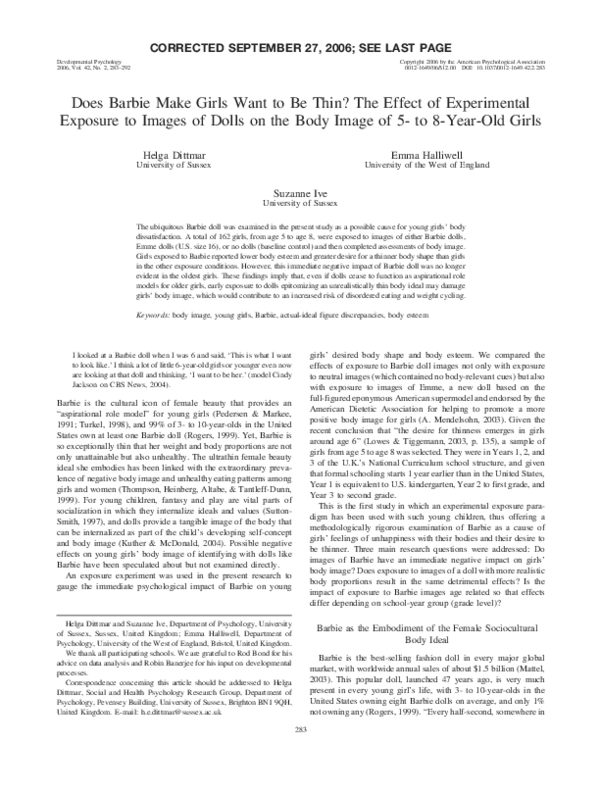 Barbie body image study picture