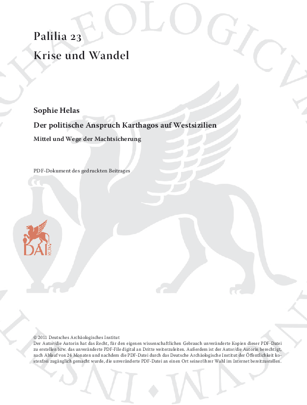 Pdf Der Politische Anspruch Karthagos Auf Westsizilien Mittel Und