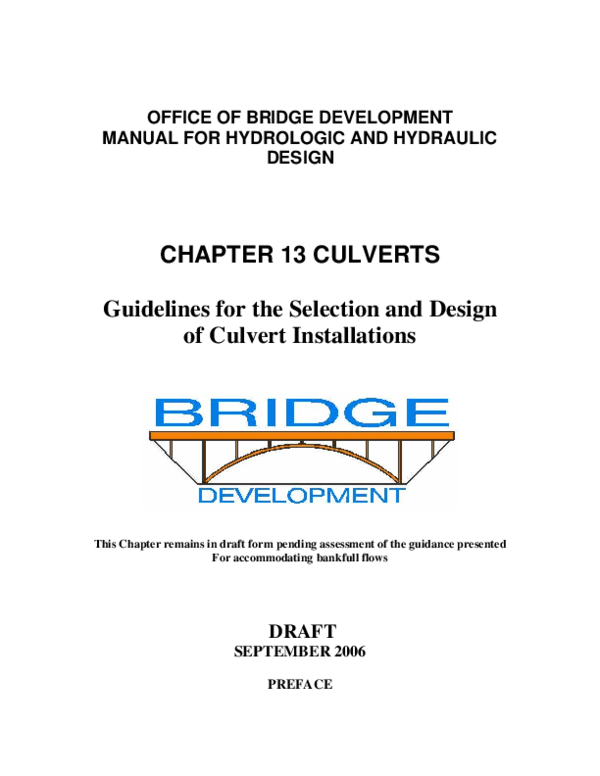 (PDF) OFFICE OF BRIDGE DEVELOPMENT MANUAL FOR HYDROLOGIC AND HYDRAULIC