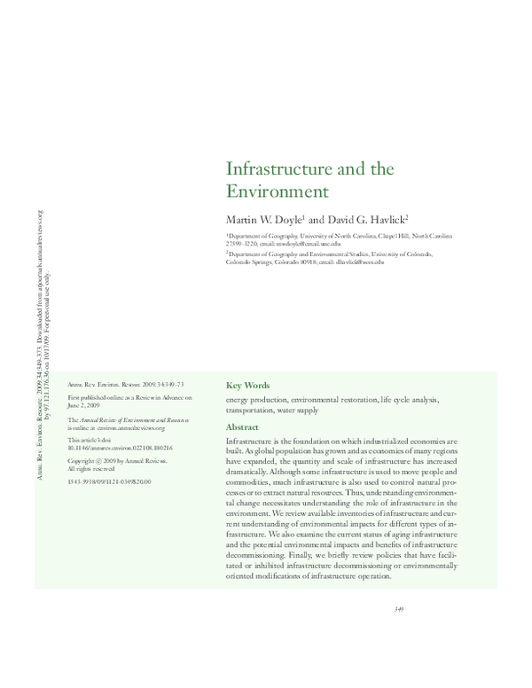 なつ PDF) Infrastructure and the Environment