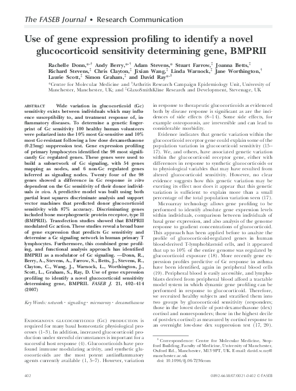 (PDF) Use of gene expression profiling to identify a novel ...