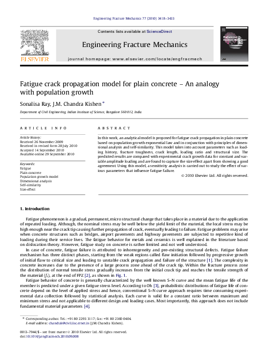 (PDF) Estimation of Fatigue Crack propagation in Concrete based on ...