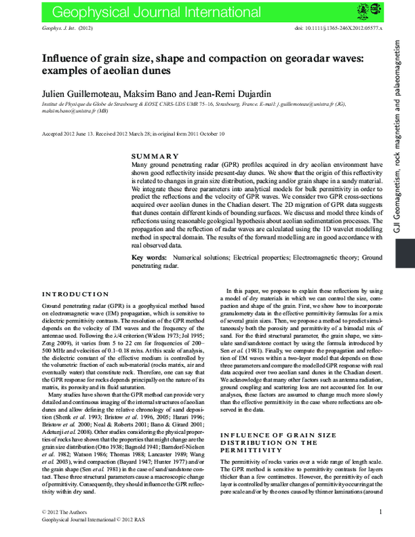 (PDF) Influence of grain size, shape and compaction on georadar waves ...