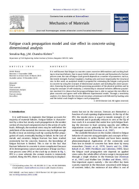 (PDF) Fatigue crack propagation model and size effect in concrete using ...