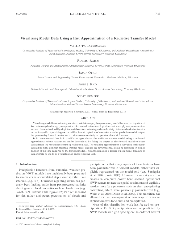 (PDF) Visualizing model data using a fast approximation of a radiative ...