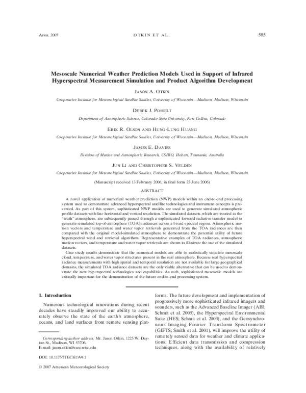 (PDF) Mesoscale Numerical Weather Prediction Models Used in Support of ...