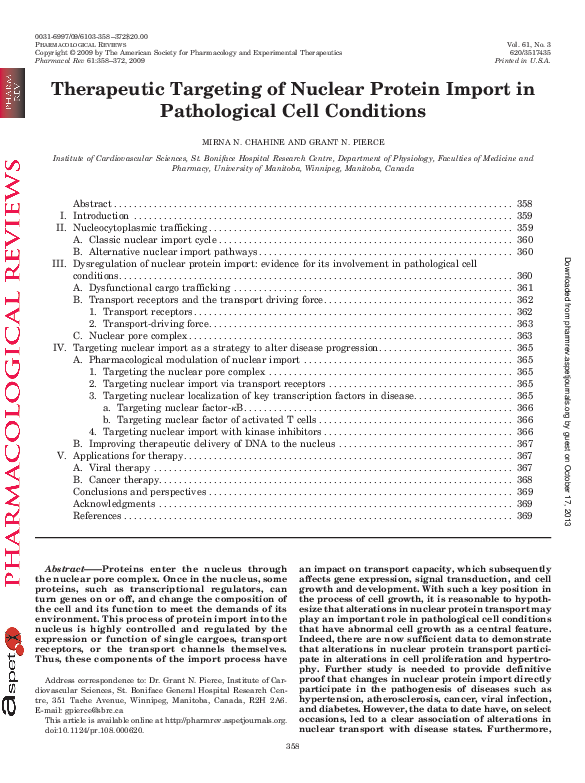 (PDF) Therapeutic targeting of nuclear protein import in pathological ...