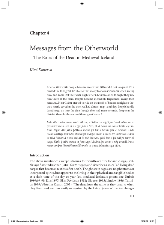 Messages from the Otherworld: The Roles of the Dead in Medieval Iceland