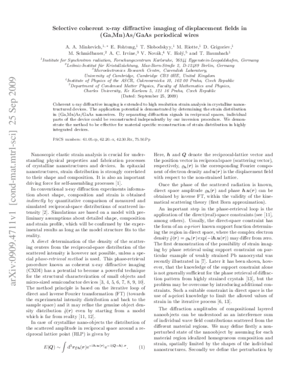 (PDF) Selective coherent x-ray diffractive imaging of displacement ...