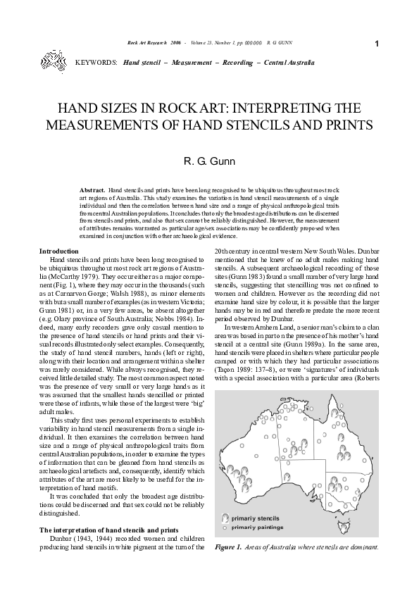 (PDF) 2006 HAND SIZES IN ROCK ART: INTERPRETING THE MEASUREMENTS OF ...