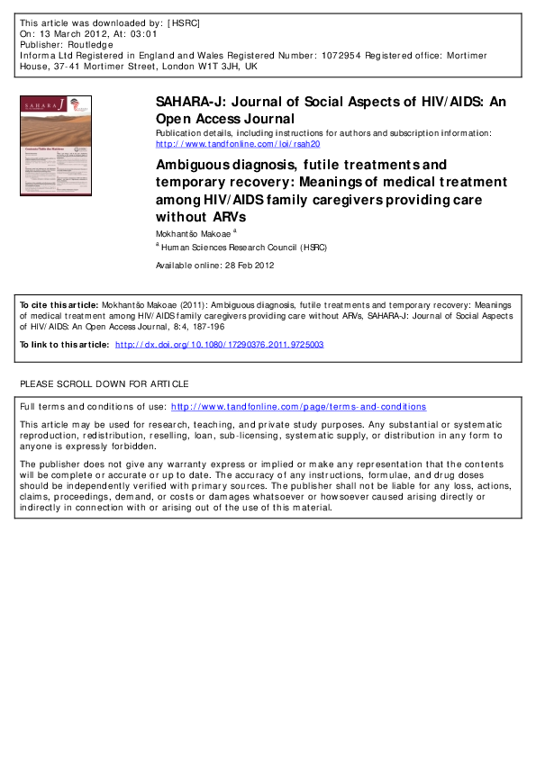 (PDF) SAHARA-J: Journal of Social Aspects of HIV/AIDS: An Open Access ...