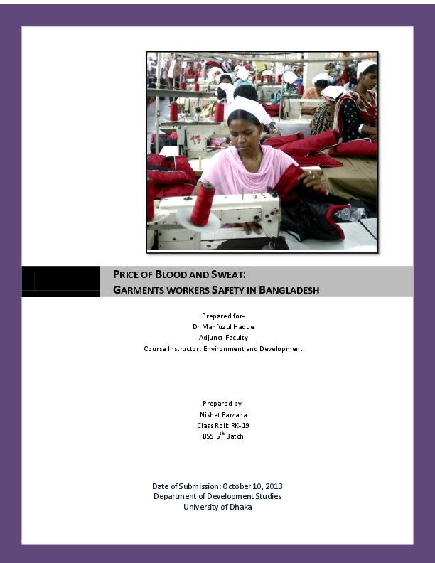 Doc Garments Worker Safety In Bangladesh