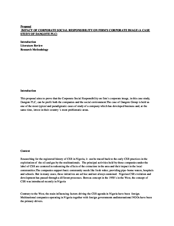 Research proposal on corporate social responsibility