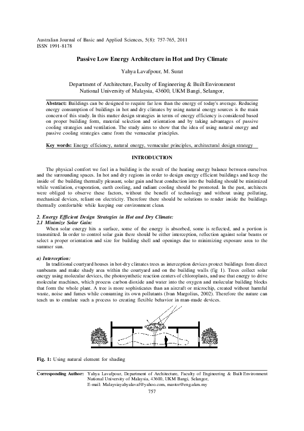 (PDF) Passive Low Energy Architecture in Hot and Dry Climate