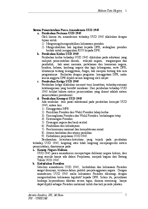 Sistem Pemerintahan Pasca-Amandemen UUD