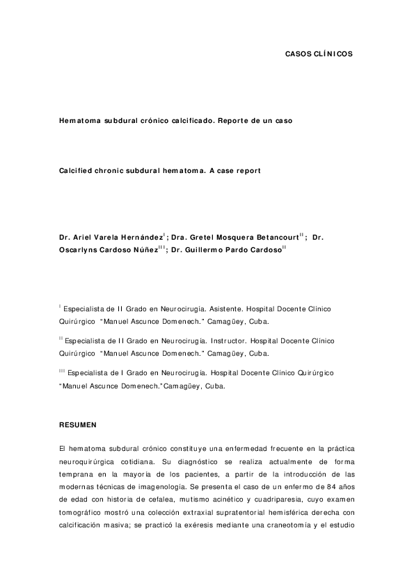 tecnica quirurgica de drenaje de hematoma subdural