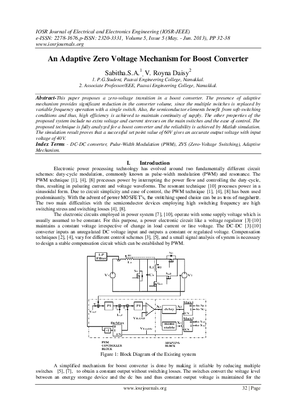 (PDF) An Adaptive Zero Voltage Mechanism for Boost Converter