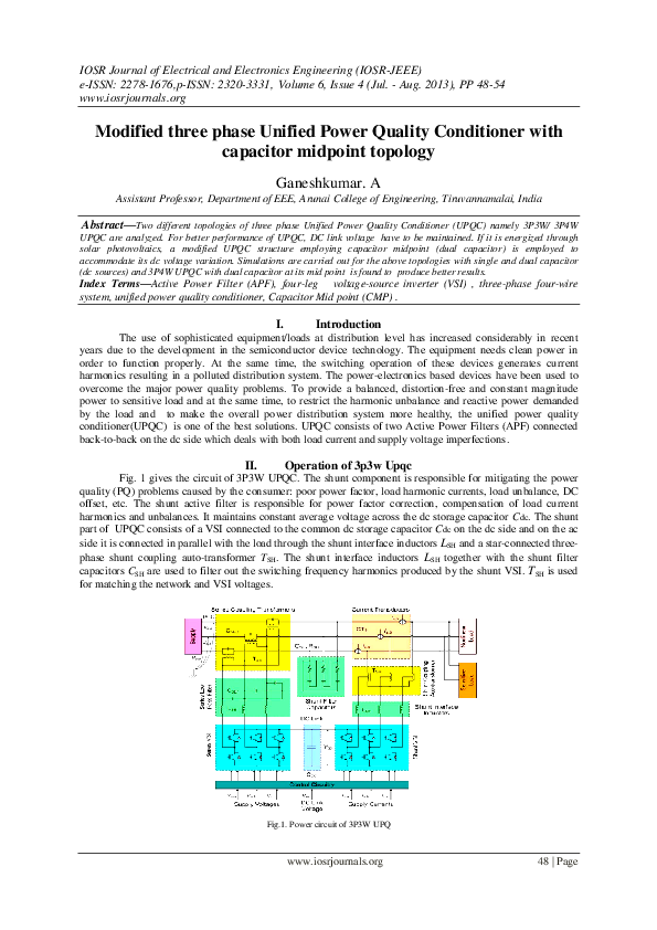 (PDF) Modified three phase Unified Power Quality Conditioner with ...