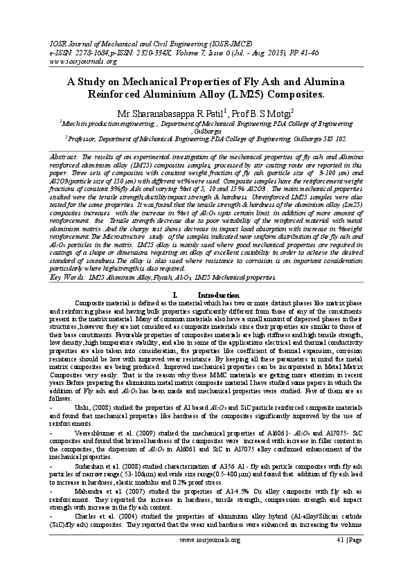 (PDF) A Study on Mechanical Properties of Fly Ash and Alumina ...