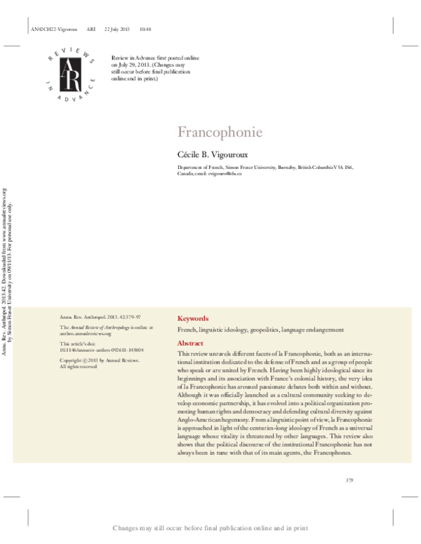  pdf francophonie annual review of anthropology