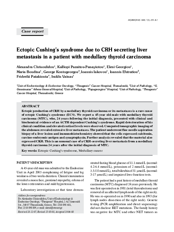 (PDF) Ectopic Cushing's syndrome due to CRH secreting liver metastasis ...