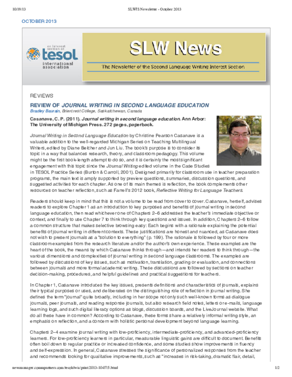(PDF) Journal Writing in Second Language Education