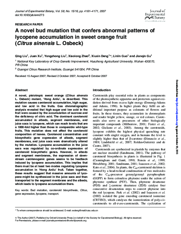 (PDF) A novel bud mutation that confers abnormal patterns of lycopene ...