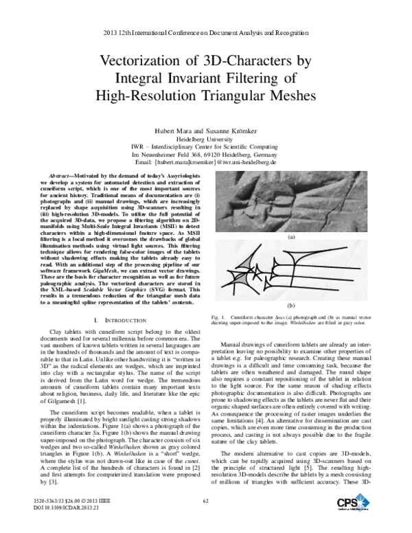 (PDF) Vectorization of 3D-Characters by Integral Invariant Filtering of ...