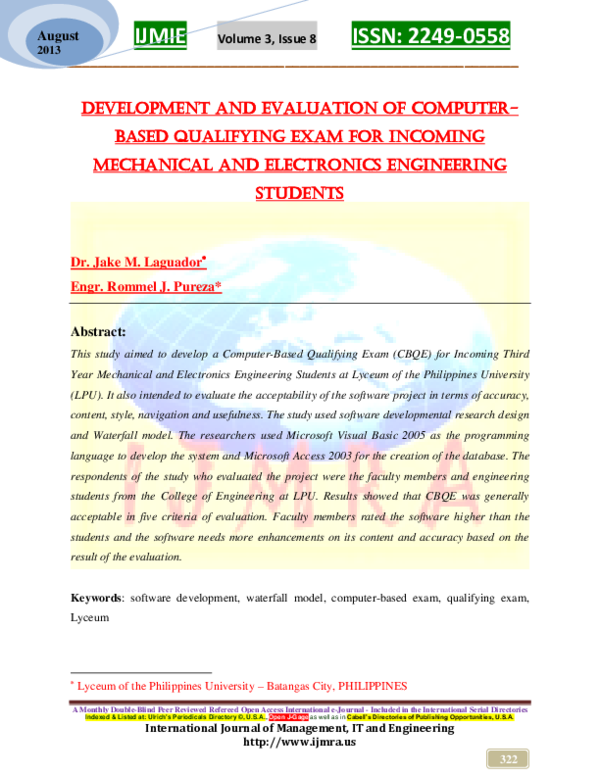 (PDF) Development and Evaluation of ComputerBased Qualifying Exam for
