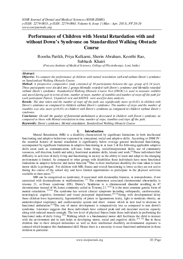 (PDF) Performance of Children with Mental Retardation with and without