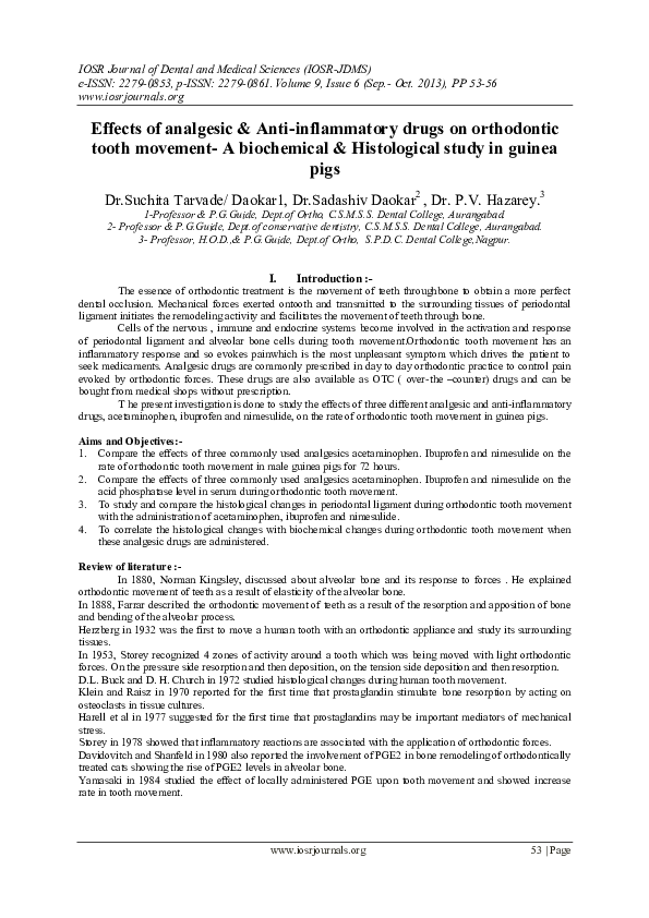 (PDF) Effects of analgesic & Antiinflammatory drugs on orthodontic
