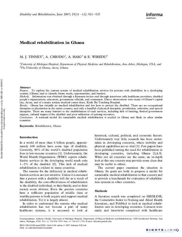 (PDF) Medical rehabilitation in Ghana Edwin Wiredu Academia.edu