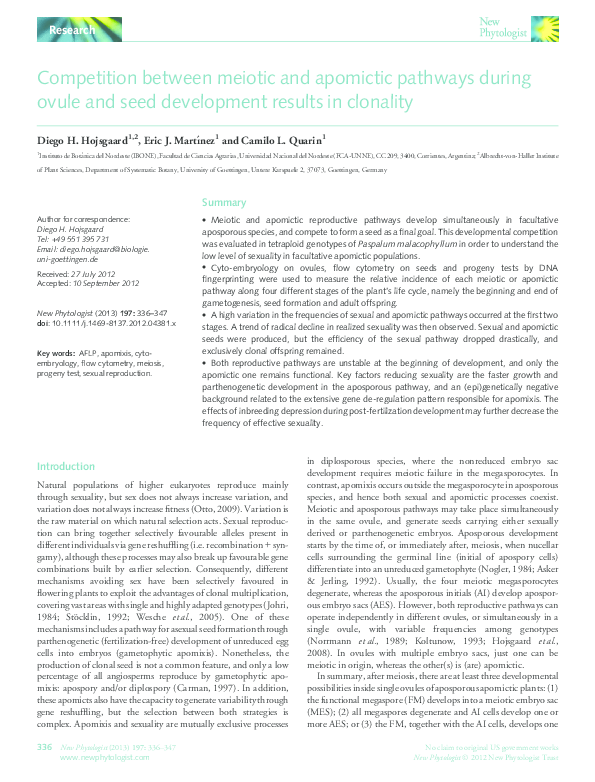 Competition between meiotic and apomictic pathways during ovule and ...